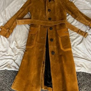 Coach full length leather and suede coat
